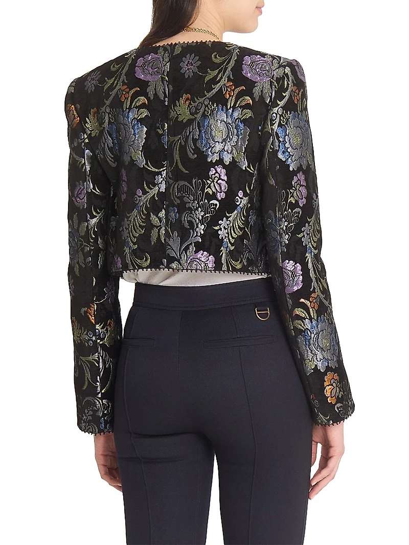Floral Brocade Crop Jacket