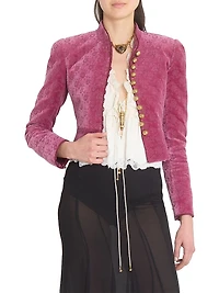 Floral Velvet Crop Jacket