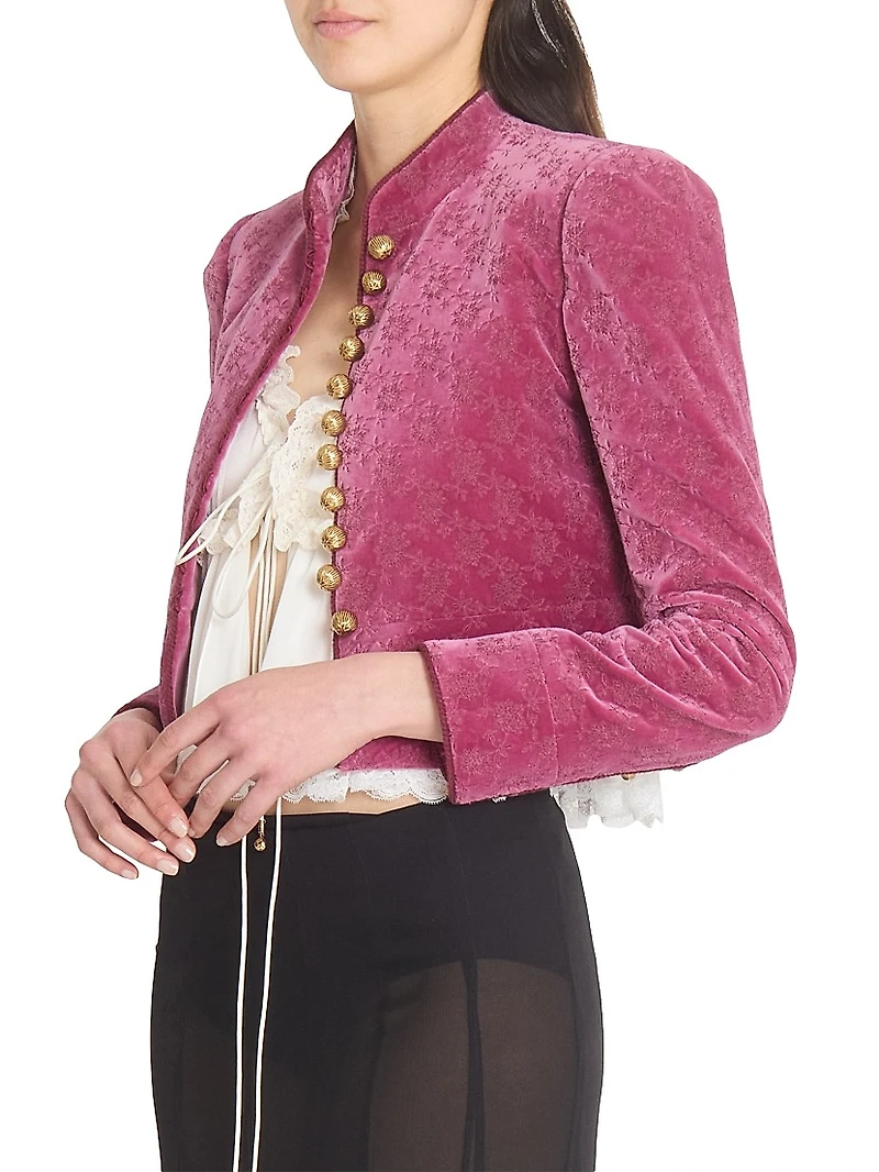 Floral Velvet Crop Jacket