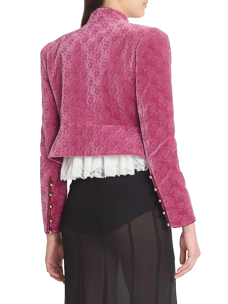 Floral Velvet Crop Jacket
