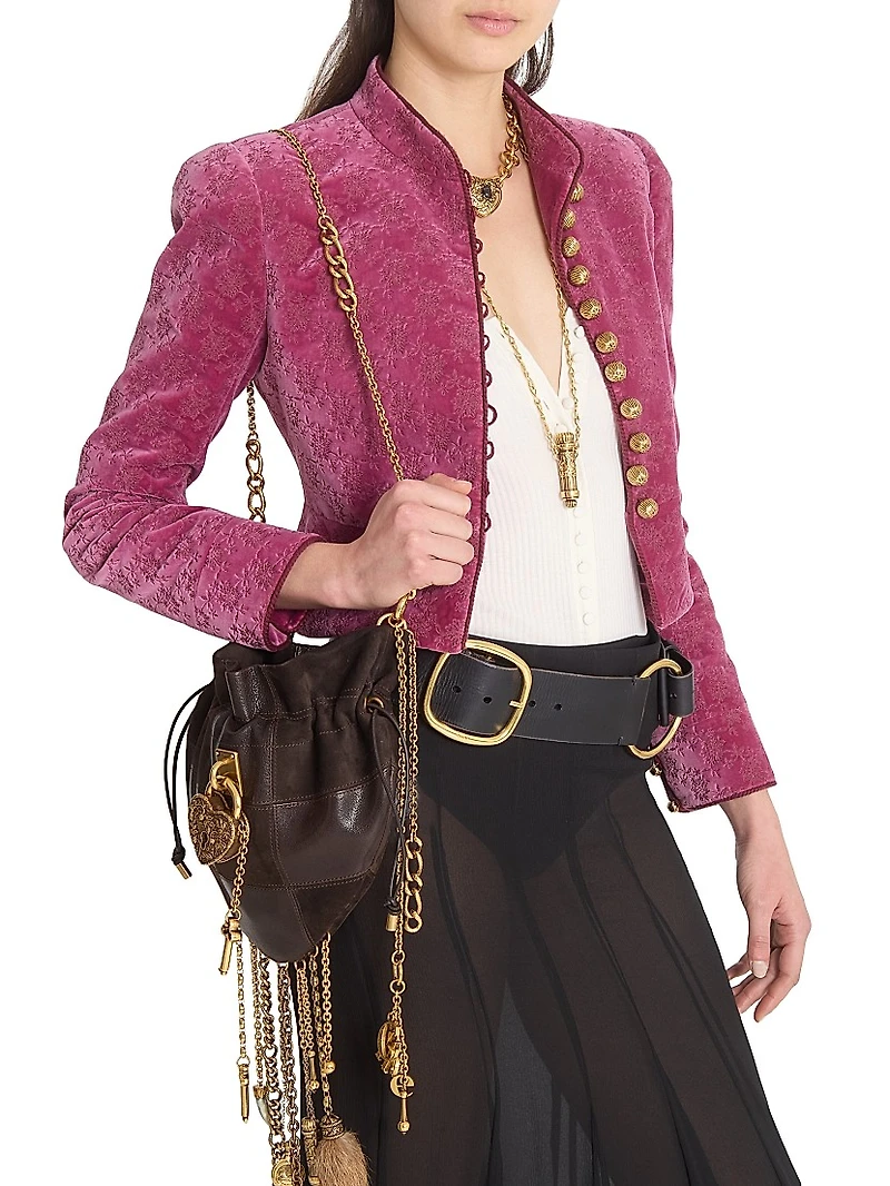 Floral Velvet Crop Jacket