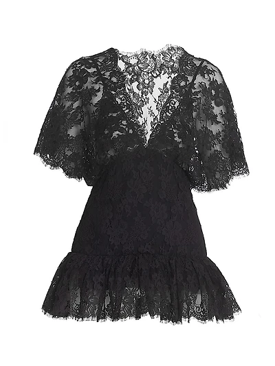 Ruffled Sheer Lace Top