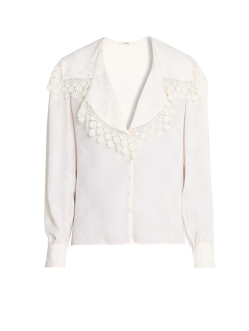 Floral Lace Silk Blouse