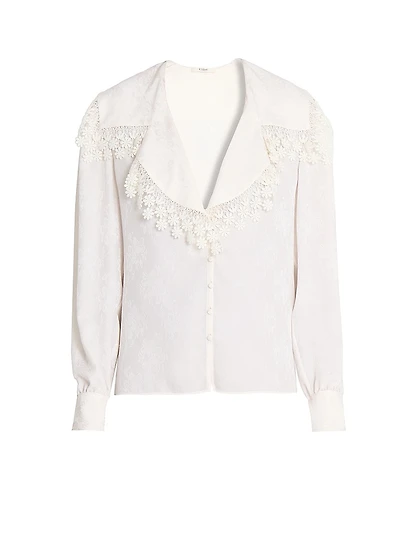 Floral Lace Silk Blouse