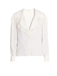 Floral Lace Silk Blouse