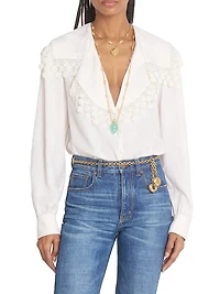 Floral Lace Silk Blouse
