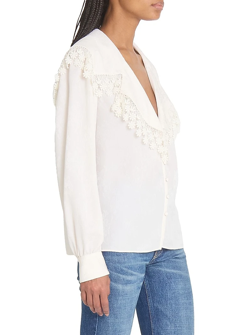 Floral Lace Silk Blouse