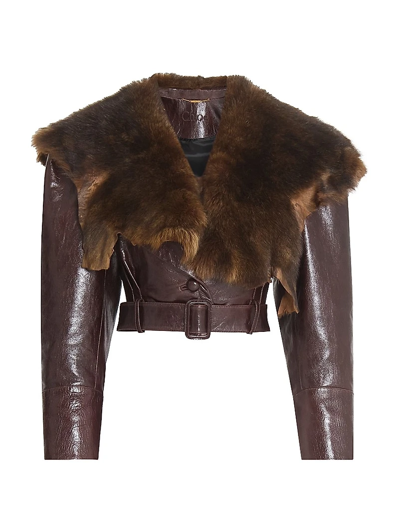 Cropped Shearling Collar Jacket