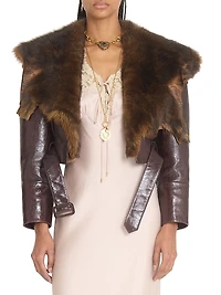 Cropped Shearling Collar Jacket