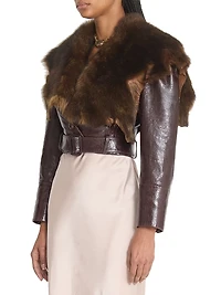 Cropped Shearling Collar Jacket