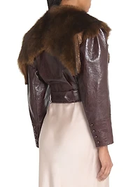 Cropped Shearling Collar Jacket