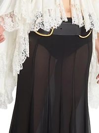Pleated Sheer Silk Maxi Skirt