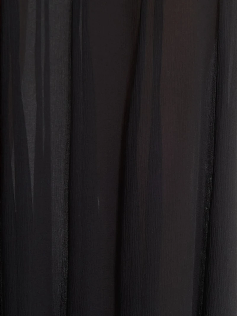 Pleated Sheer Silk Maxi Skirt