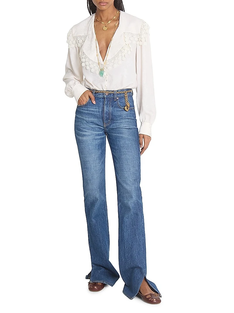 Split-Hem Straight-Leg Jeans