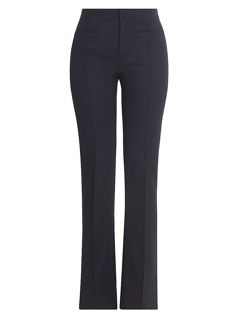 Seasona Stretch-Cotton Straight-Leg Slit Pants