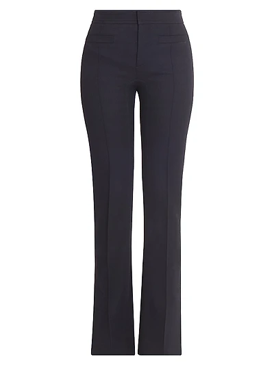 Seasona Stretch-Cotton Straight-Leg Slit Pants