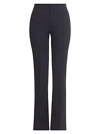 Seasona Stretch-Cotton Straight-Leg Slit Pants
