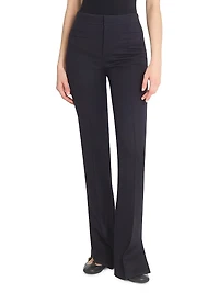 Seasona Stretch-Cotton Straight-Leg Slit Pants