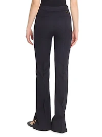 Seasona Stretch-Cotton Straight-Leg Slit Pants