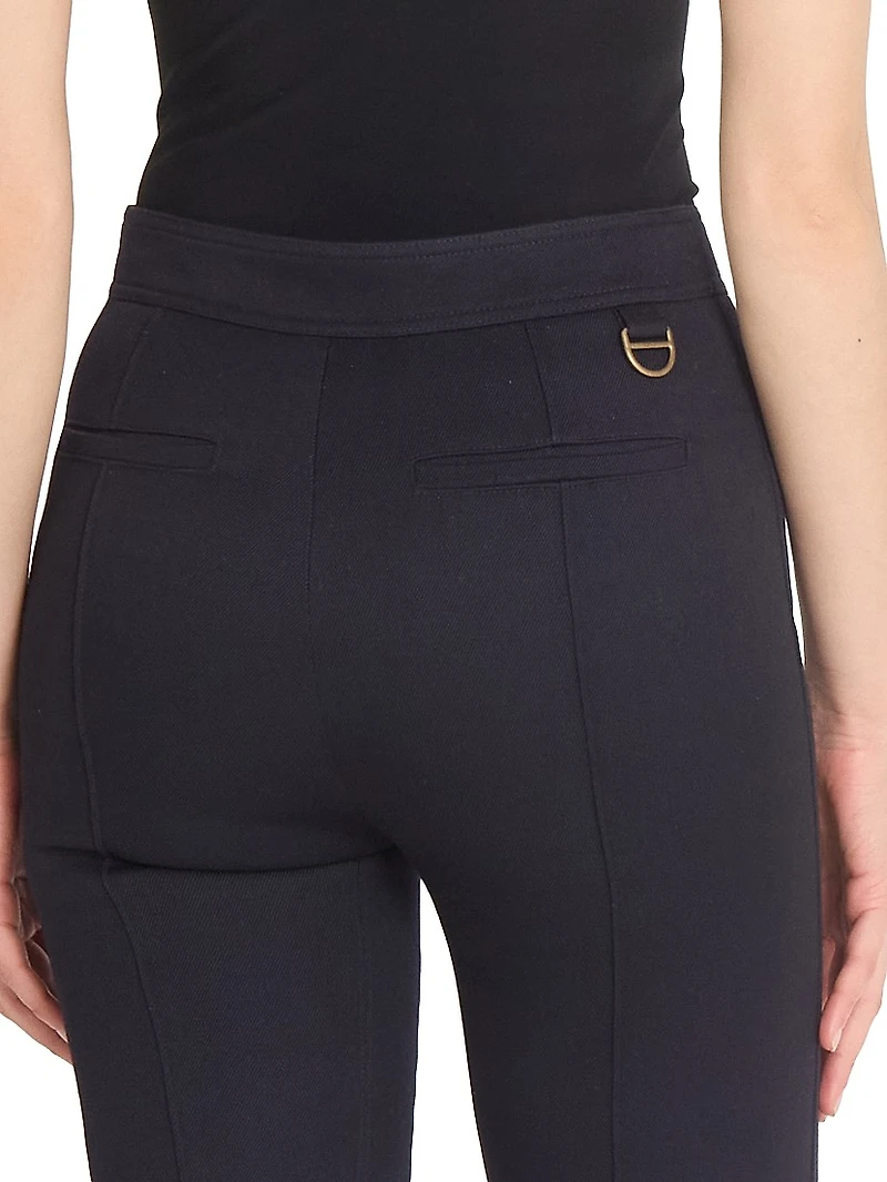 Seasona Stretch-Cotton Straight-Leg Slit Pants