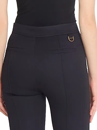 Seasona Stretch-Cotton Straight-Leg Slit Pants