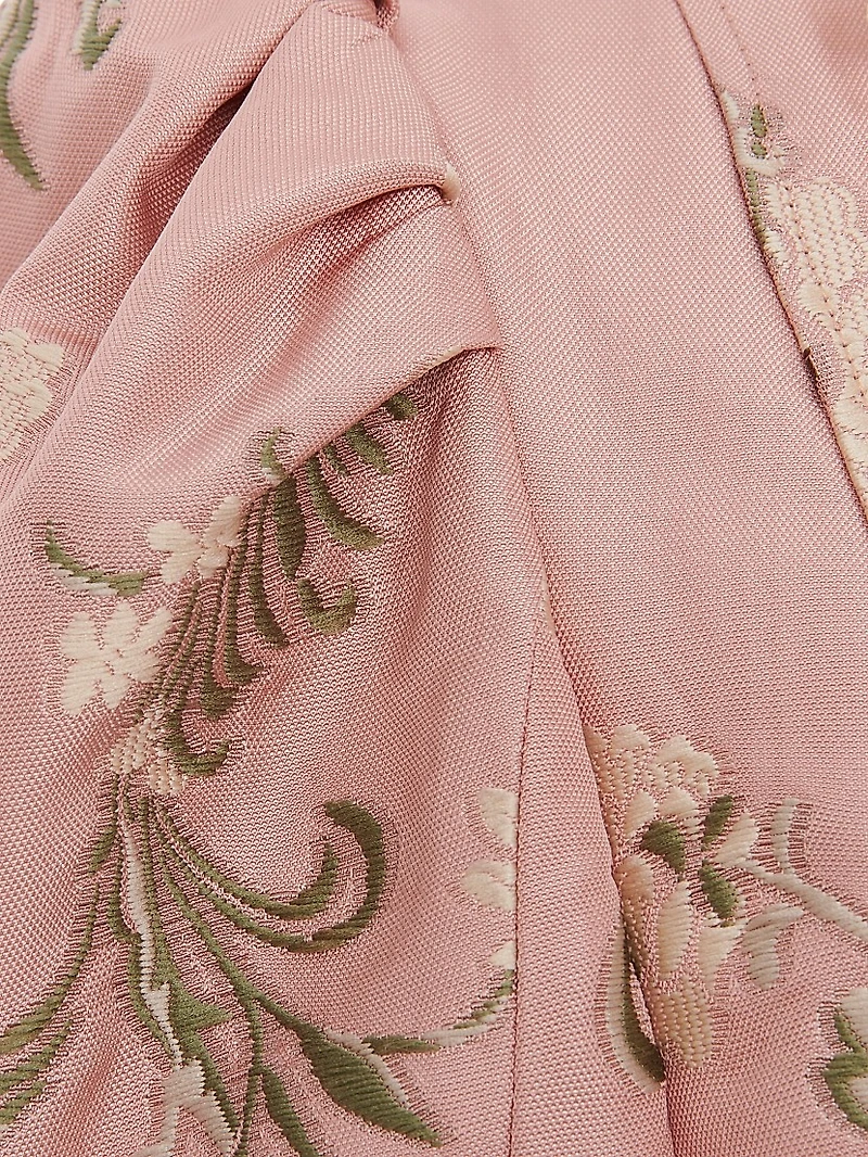 Floral-Embroidered Lace-Trimmed Jacket