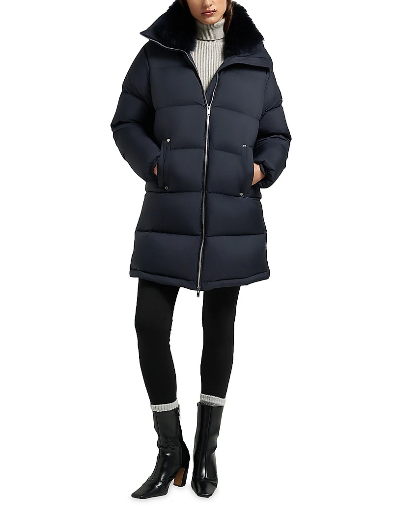 Belle Dune Faux-Fur Trim Down Jacket