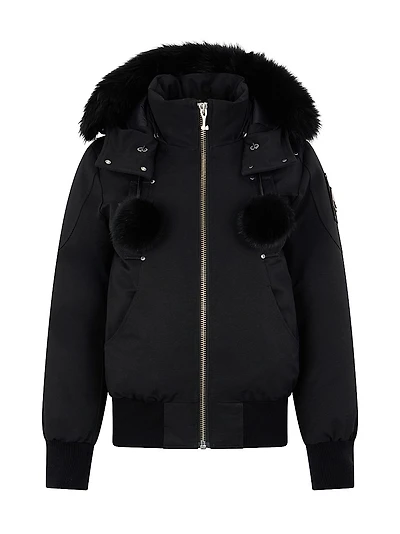 Debbie Shearling-Trim Down Bomber Jacket