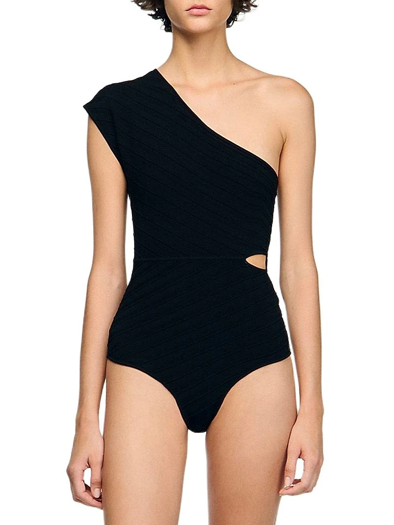 Asymmetric Knit Bodysuit