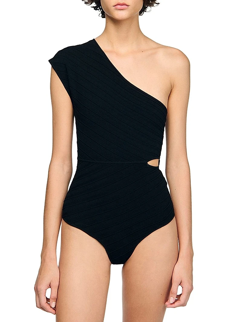Asymmetric Knit Bodysuit