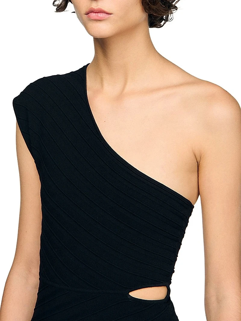 Asymmetric Knit Bodysuit