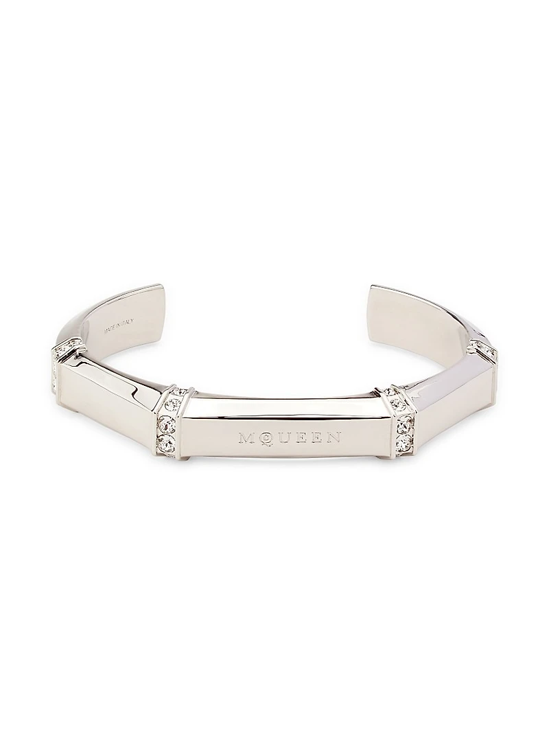 Dapper Logo Silvertone Cuff Bracelet