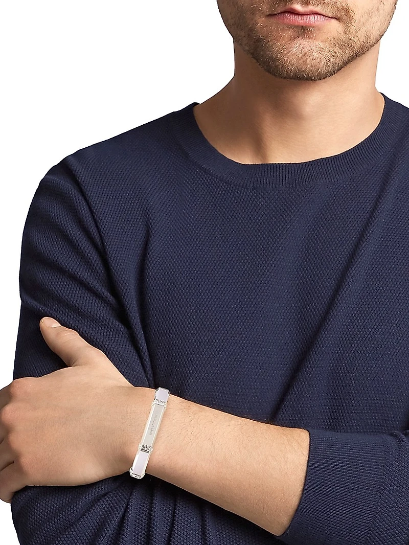 Dapper Logo Silvertone Cuff Bracelet