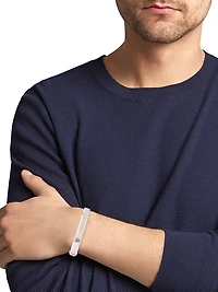 Dapper Logo Silvertone Cuff Bracelet
