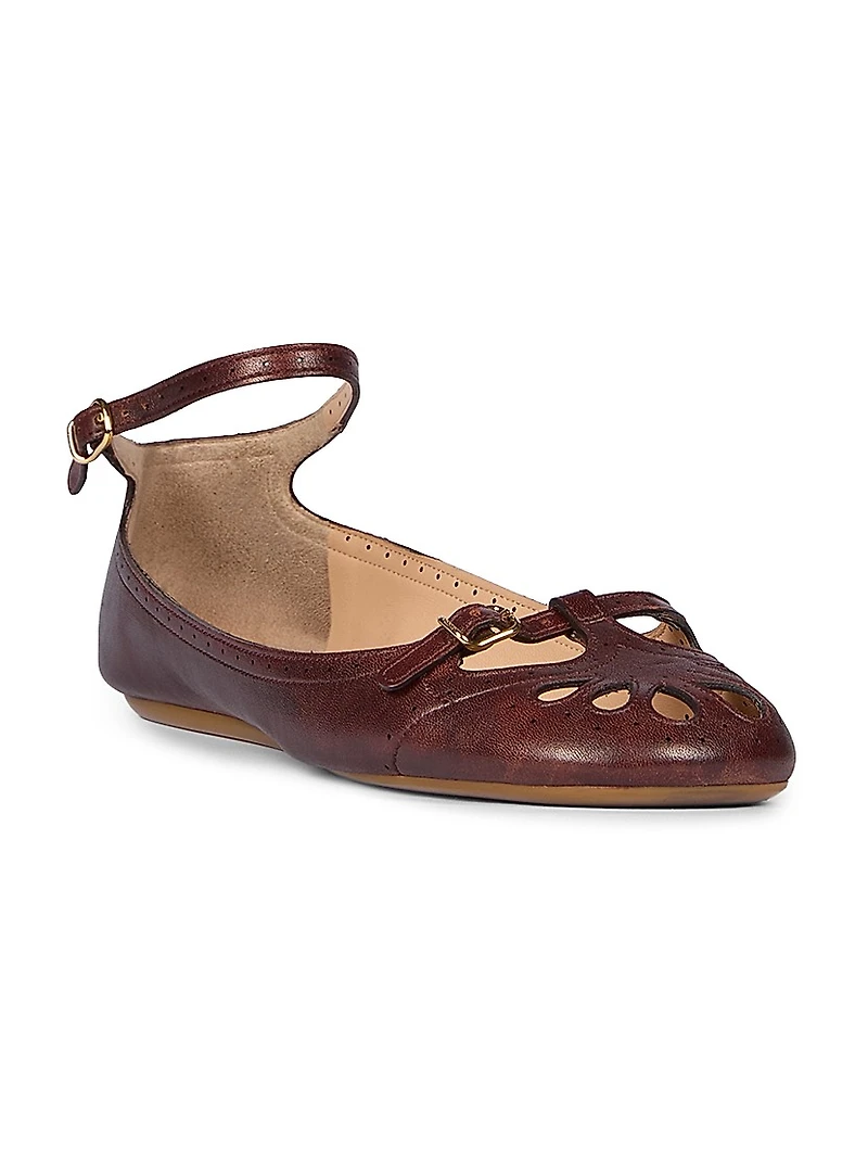 Misty Cut-Out Leather Ballet Flats