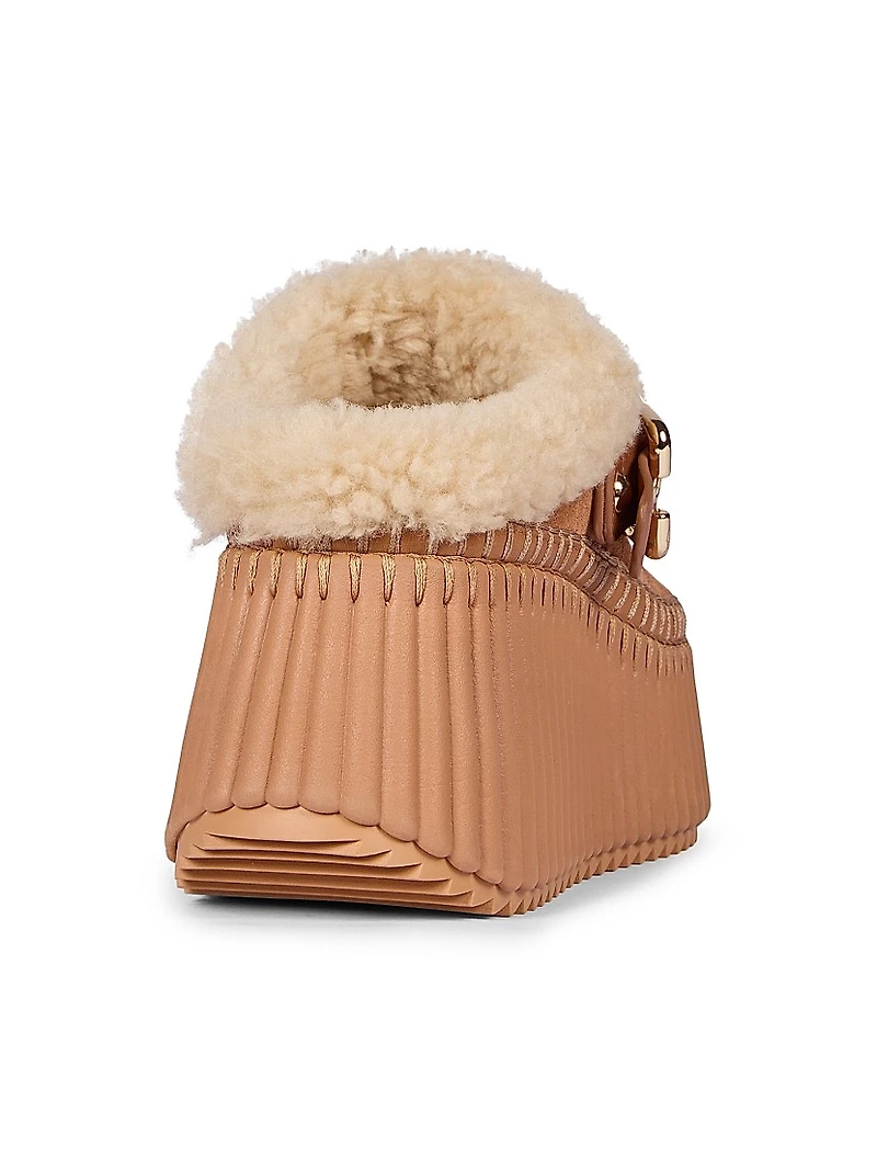 Nama Shearling-Trim Suede Mules