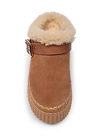 Nama Shearling-Trim Suede Mules
