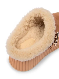 Nama Shearling-Trim Suede Mules