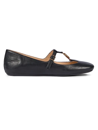 Leonore Leather T-Strap Ballet Flats