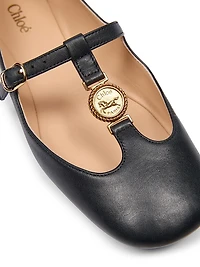 Leonore Leather T-Strap Ballet Flats