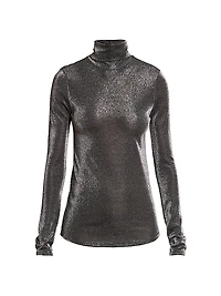 Jadia Metallic Turtleneck Sweater