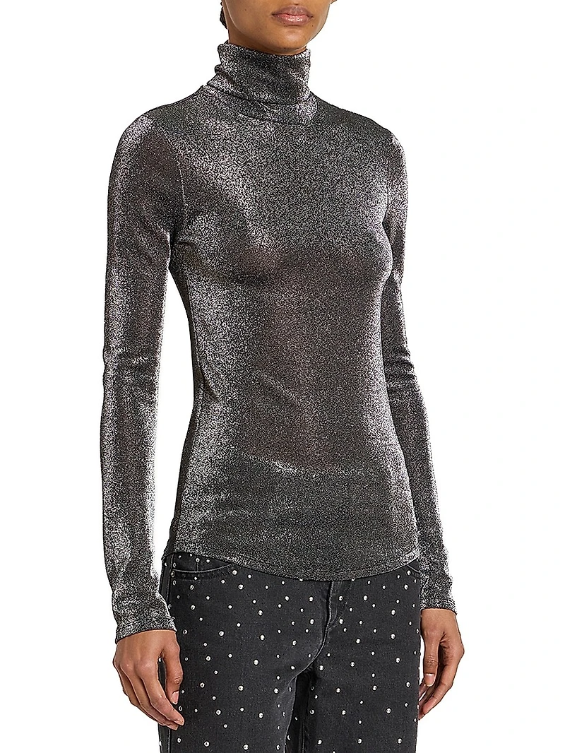 Jadia Metallic Turtleneck Sweater