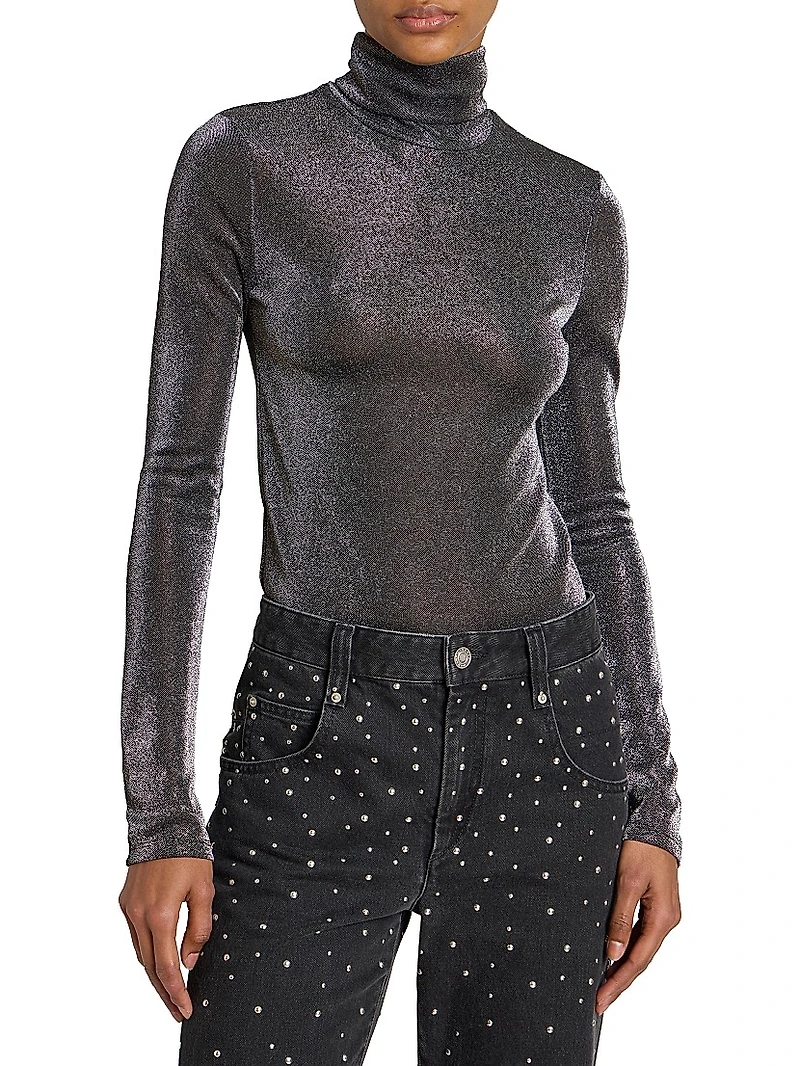 Jadia Metallic Turtleneck Sweater