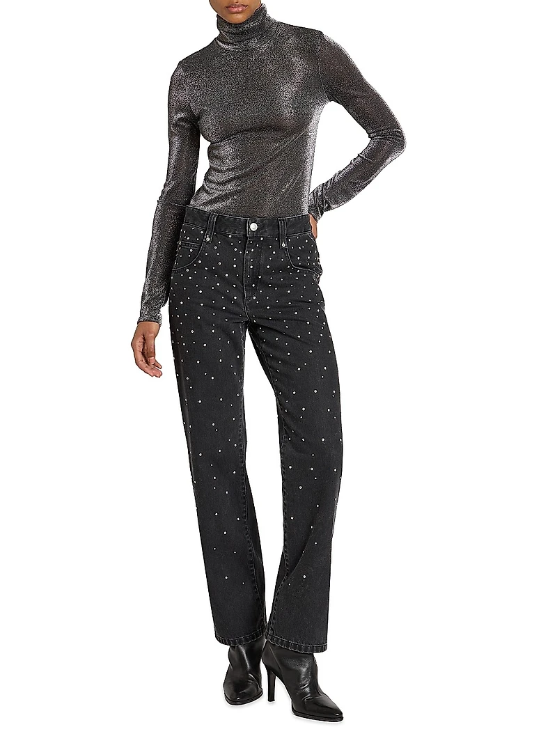 Jadia Metallic Turtleneck Sweater