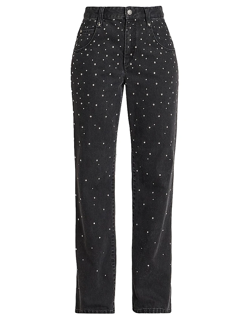 Brinsa Embellished Denim Mid-Rise Straight-Leg Jeans