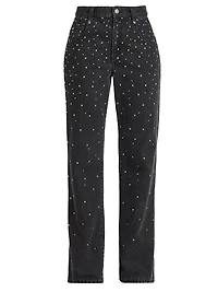 Brinsa Embellished Denim Mid-Rise Straight-Leg Jeans