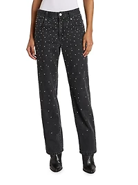 Brinsa Embellished Denim Mid-Rise Straight-Leg Jeans