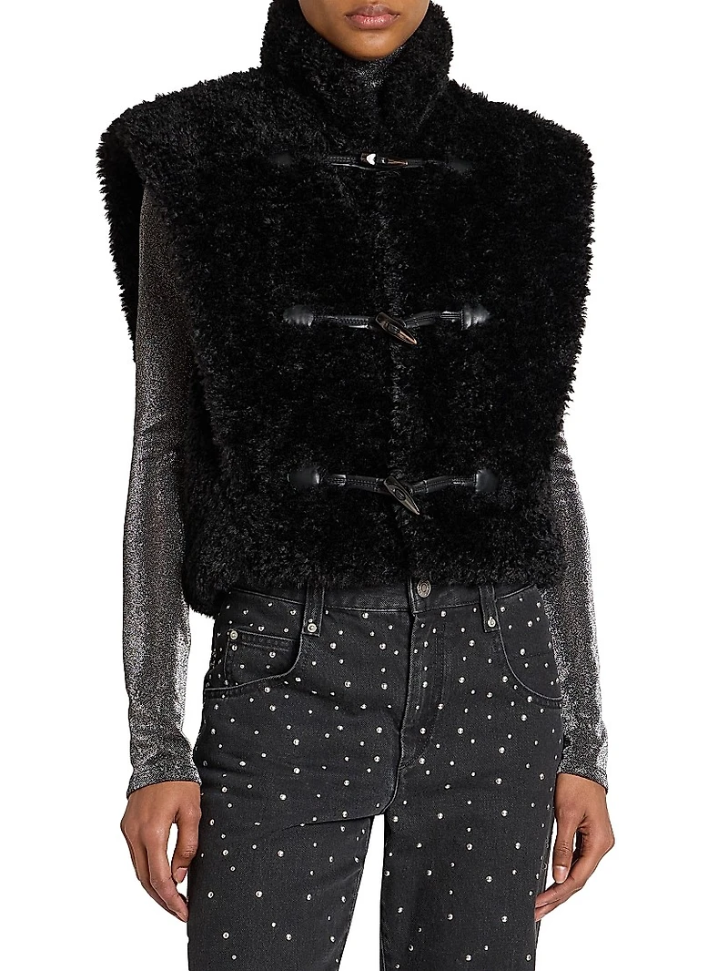 Alisa Faux-Fur Boxy Toggle Vest