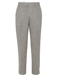 Checked Flannel Leisure Fit Trousers with Pleat