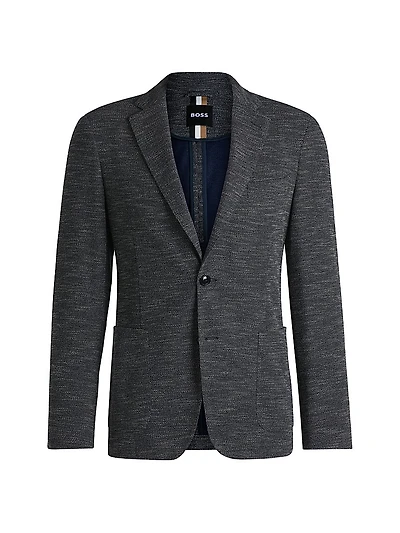 Slim-Fit Suit Jacket Micro-Patterned Stretch Fabric